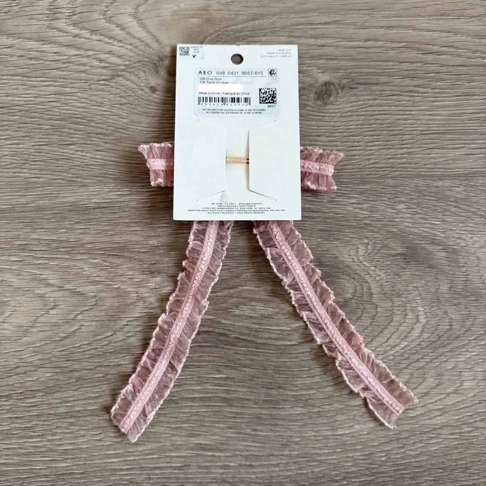 🆕 Pink Lace Ruffle Bow Hair Clip